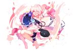  1girl colorful elsword friends highres laby_(elsword) mirror nisha_(elsword) one_eye_closed samkim sharp_teeth smile spirit teeth v 