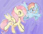  blue_fur blush cutie_mark duo equine fasint female feral fluttershy_(mlp) friendship_is_magic fur green_eyes hair horse mammal multi-colored_hair my_little_pony pegasus pink_hair pony purple_eyes rainbow_dash_(mlp) rainbow_hair wings yellow_fur 