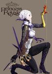  1ji45fun atropos boots choker copyright_name gloves greek_mythology hands highres one_knee open_mouth original princess_royale profile purple_eyes scissors solo white_hair 