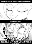 applesacrum black_and_white comic english_text equine fangs female friendship_is_magic grin horse mammal monochrome my_little_pony parody pinkie_pie_(mlp) pony sketch solo soul_eater sunibee teeth text 