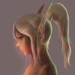  1girl blood_elf elune elune_(artist) green_eyes long_hair lowres ponytail simple_background warcraft white_hair world_of_warcraft 