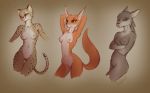  2019 anthro breasts brown_eyes canid canine canis cheetah digital_media_(artwork) felid feline female fox foxyghost fur green_eyes grey_eyes hi_res mammal nipples nude open_mouth pose pussy simple_background sketch smile spots spotted_fur standing wolf 