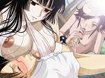  1boy 2girls black_hair blush breasts censored glasses group_sex hat ichihara_yuuko kate_sai large_breasts licking long_hair lying multiple_girls nipples no_pants nude penis red_eyes short_hair smile sweat threesome tongue tongue_out watanuki_kimihiro xxxholic yellow_eyes 