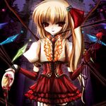  adapted_costume alternate_hair_length alternate_hairstyle bad_id bad_pixiv_id corset flandre_scarlet food frills hair_ribbon jewelry long_hair necklace ponytail red_eyes ribbon skirt solo sweets tiffaco touhou wings 