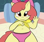  amber_eyes anthro anthrofied apple_bloom_(mlp) bed bow cub equine female friendship_is_magic hair horse lamiaaaa looking_at_viewer mammal my_little_pony panties pillow pony red_hair solo underwear young 
