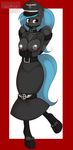  anthro anthrofied armbinder ball_gag bdsm blue_hair bondage boots bound breasts brown_eyes clothing collar equine female friendship_is_magic gag hair hat horse iron_cross kloudmutt mammal my_little_pony nipples pegasus plain_background pony solo standing straps wings 