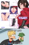  1girl ada_wong ass blonde_hair boots breasts brown_eyes brown_hair earrings facial_hair fei_(maidoll) futurama gloves highres jewelry large_breasts leon_s_kennedy lips lipstick makeup meme parody pussy resident_evil resident_evil_6 stubble 