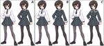  black_eyes black_hair bob_cut expressionless glasses hair_ornament hairclip hand_on_hip hechi highres jacket necktie original pantyhose short_hair simple_background skirt uniform white_background 