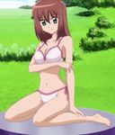  1girl barefoot bikini breasts brown_hair feet green_eyes hayate_no_gotoku! highres long_hair sanzen&#039;in_yukariko sanzen'in_yukariko sanzenin_yukariko smile swimsuit toes 