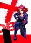  1girl absurdres female gun highres official_art red_hair satou_shouji solo triage_x tsurugi_miki weapon weapons 