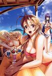  :d absurdres alcohol antenna_hair armband beach beer bent_over bikini bird blonde_hair breast_press breasts brown_hair busujima_saeko can cleavage closed_eyes cloud day dessert drink drinking_straw earrings food hand_on_hip hands_clasped headphones highres highschool_of_the_dead ice_cream jewelry large_breasts lipstick long_hair makeup marikawa_shizuka miyamoto_rei multiple_girls official_art open_mouth outdoors own_hands_together pink_eyes purple_hair saliva satou_shouji scan seagull sky sleeping smile standing sundae swimsuit thigh_gap very_long_hair water 