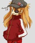  :p animal_hat badge blue_eyes button_badge cat_hat copyright_name evangelion:_3.0_you_can_(not)_redo eyepatch hands_in_pockets hat jacket long_hair neon_genesis_evangelion orange_hair pins rebuild_of_evangelion shikinami_asuka_langley smile solo souryuu_asuka_langley tongue tongue_out track_jacket two_side_up yukke 