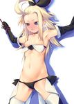  armpits bdsm black_panties blonde_hair blue_eyes blush bondage bound bravely_default:_flying_fairy bravely_default_(series) breasts edea_lee elbow_gloves gloves hair_ribbon heart heart-shaped_pupils kirishima_satoshi long_hair nipples panties pussy_juice pussy_juice_stain restrained ribbon rope small_breasts solo symbol-shaped_pupils thighhighs underwear wet wet_clothes wet_panties white_background white_legwear 