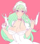  breasts green_hair gun ixion_saga large_breasts long_hair mariandale nail_polish solo teyrapak weapon 