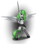  anthro anthrofied breasts clothing collar cutie_mark equine female green_eyes green_hair hair horse looking_at_viewer mammal my_little_pony nipples original_character pegasus pole pony pussy signature skirt solo under_boob wet_pussy wings wreky 