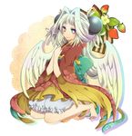  borrowed_character flat_chest food fruit japanese_clothes no_nose original smile solo strawberry tokiazu wings 