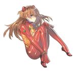  blue_eyes bodysuit brown_hair evangelion:_2.0_you_can_(not)_advance hair_ornament long_hair looking_at_viewer multicolored multicolored_bodysuit multicolored_clothes neon_genesis_evangelion orange_bodysuit plugsuit rebuild_of_evangelion red_bodysuit shikinami_asuka_langley simple_background solo souryuu_asuka_langley test_plugsuit white_background yunomachi 