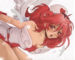  angel_wings bent_over blush breasts cleavage duel_monster feathers hat injection_fairy_lily long_hair medium_breasts nurse nurse_cap pink_hair red_eyes solo toniomi wings yuu-gi-ou yuu-gi-ou_duel_monsters 