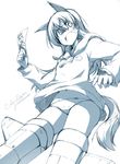  animal_ears blue character_name eila_ilmatar_juutilainen fang holding long_hair monochrome open_mouth panties paprika_(artist) sketch solo star strike_witches striker_unit tail translated underwear world_witches_series 