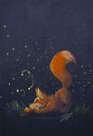  ambiguous_gender ass_up canine cute feral firefly fox mammal night outside playful raised_tail sky solo zhivagod 