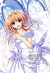  :d absurdres blue_eyes brown_hair commentary copyright_request dress dutch_angle higa_yukari highres open_mouth smile solo veil wedding_dress 