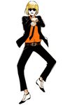  apu bad_id bad_pixiv_id bleach bleach:_turn_back_the_pendulum blonde_hair bob_cut dancing dress_shoes formal gangnam_style hirako_shinji male_focus necktie pants parody solo suit sunglasses white_background 