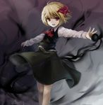  af-henrytz ascot blonde_hair darkness dress_shirt highres outstretched_arm outstretched_arms red_eyes ribbon rumia shirt short_hair skirt skirt_set smile solo spread_arms touhou 