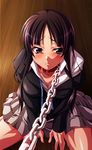  akiyama_mio bdsm black_eyes black_hair bondage bound chain chozuru collar from_above k-on! leash long_hair revision sakuragaoka_high_school_uniform school_uniform slave solo tears 