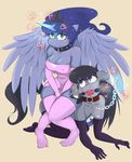  anthro anthrofied ball_gag balooga black_hair blue_hair breasts clothing collar domination duo equine female friendship_is_magic gag green_eyes hair horn horse looking_at_viewer mammal my_little_pony octavia_(mlp) pony princess_luna_(mlp) purple_eyes pussy winged_unicorn wings 