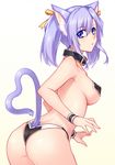  animal_ears ass blue_eyes blush bracelet breasts cat_ears cat_tail collar covered_nipples hair_ribbon heart heart_tail highres jewelry large_breasts looking_at_viewer original panties pasties purple_hair ribbon solo tail tsuki_tokage twintails underwear 