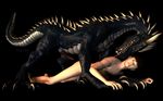  3d black_dragon dragon dragonfood duo erection fer from_behind gay human imminent_sex interspecies licking male mammal nude penis scared side_view size_difference tongue 