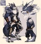  blue_eyes character_sheet cigar earrings highres jewelry male_focus muscle ookami_(pixiv27280) pixiv_fantasia pixiv_fantasia_4 shirtless solo standing 