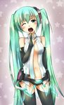  blue_eyes blush breasts colorized fira_yuki green_hair hatsune_miku hatsune_miku_(append) highres long_hair medium_breasts navel open_mouth solo star starry_background very_long_hair vocaloid vocaloid_append yawning 