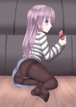  bad_id bad_pixiv_id blue_eyes highres long_hair no_shoes original panties panties_under_pantyhose pantyhose purple_hair revision solo thighband_pantyhose tsukino_neru underwear 