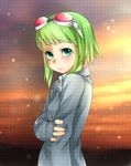  colorized fira_yuki green_eyes green_hair gumi highres short_hair smile solo vocaloid 