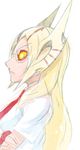  blonde_hair g=hikorou general_grievous glasses hair_ornament highres long_hair profile school_uniform slit_pupils solo star_wars yellow_sclera 