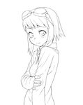  greyscale gumi highres jaco lineart monochrome short_hair smile solo vocaloid 