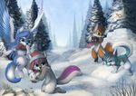  artica_sparkle artik_ninetails blue_fur blue_hair canine cub cute female fox fur grey_fur hair hat jess jess_(teckly) male mammal nude outside purple_hair scarf silverfox5213 snow snowball_fight tala tala_(suntattoowolf) werefox werefox_(character) wings winter wolf young 