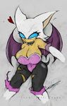  bat big_breasts breasts cleavage clothed clothing collar female mammal rouge_the_bat sega smutbunny solo sonic_(series) torn_clothing wings 