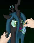  changeling cutie_mark equine feeding female feral friendship_is_magic green_eyes group horn horse human licking looking_back macro mammal micro my_little_pony nokia pegasus pony pussy queen_chrysalis_(mlp) rainbow_dash_(mlp) size_difference teats tongue vorarephilia vore wings xyi 