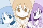  aioi_yuuko long_hair looking_at_viewer minakami_mai multiple_girls multiple_monochrome naganohara_mio nichijou short_hair smile tomboo 