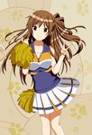  brown_eyes brown_hair cheerleader chuunibyou_demo_koi_ga_shitai! daruma_(lvckmbygsa) hair_ornament hairclip long_hair nibutani_shinka pom_poms side_ponytail skirt solo v 