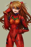  :o angry bangs blue_eyes bodysuit bracer breasts brown_hair clenched_hand cowboy_shot evangelion:_3.0_you_can_(not)_redo eyepatch gloves grey_background hair_between_eyes hand_on_hip hand_up headgear highres legs_apart long_hair looking_at_viewer md5_mismatch medium_breasts neon_genesis_evangelion one_eye_covered open_mouth pilot_suit plugsuit raised_fist rebuild_of_evangelion red_bodysuit shikinami_asuka_langley simple_background solo souryuu_asuka_langley standing taishi_(picchiridou) tape teeth turtleneck two_side_up v-shaped_eyebrows very_long_hair 