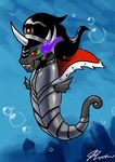  armor black_hair bubble bubbles cape crown equine fangs feral friendship_is_magic hair horn horse john_joseco king_sombra_(mlp) male mammal my_little_pony pony red_eyes sea_pony solo swimming underwater water 