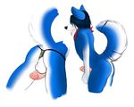  black_hair blue blue_fur blue_hair butt canine christmas_lights dog erection frazen fur hair humanoid_penis husky male mammal nude penis plain_background scarf solo thong tongue underwear white_background zawmg 