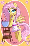  &lt;3 apron arthropod blue_eyes blush bowl butterfly cutie_mark equine female feral fluttershy_(mlp) flying friendship_is_magic hair horse insect mammal my_little_pony pegasus pink_hair pony solo spoon table willis96 wings 
