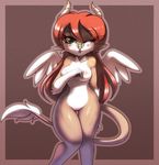  female ferret ferrit hair horn hybrid mammal mustelid nancher nipples red_hair solo wings 