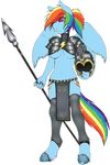  anthro anthrofied armor breasts clothed clothing cutie_mark equine female friendship_is_magic helmet hooves horse mammal my_little_pony pegasus plain_background pony rainbow_dash_(mlp) skimpy solo voxix white_background wings 