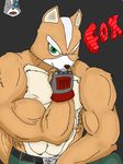  anthro bicep biceps big canine fox fox_mccloud giant gloves green_eyes huge male mammal mccloud muscleartguy muscles nintendo one_eye_closed pose solo star star_fox video_games wink 