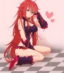  1girl blue_eyes breasts curves ecchi female high_school_dxd large_breasts leg_warmers long_hair natalaria red_hair rias_gremory 